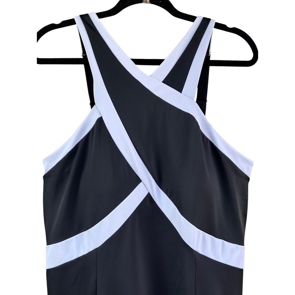 Swimsuits For All Plus Size Black White Criss Cross Neck Swim Dress‎ Size 18 - Picture 3 of 12